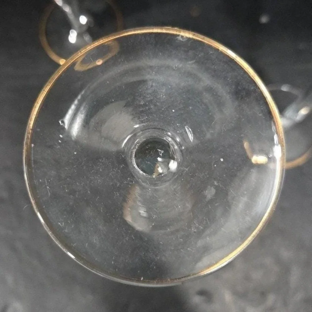 Long-Stemmed Fluted Glass Candlestick Holders, Set of 3 Vintage Gold-Rim Holiday